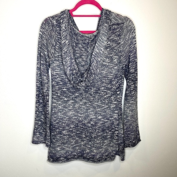 Prana Gemma Hooded Sweater Heathered Ombré Blue Gray Size Small V-Neck - Picture 3 of 12